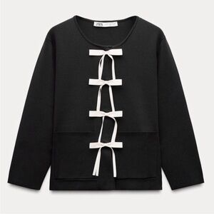 NWT Zara BOWS KNIT CARDIGAN